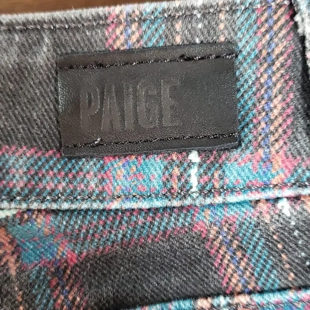 PAIGE Womens HOXTON ANKLE High-Rise Skinny Black Atlantic Tartan Plaid Jeans 26 - Picture 7 of 14